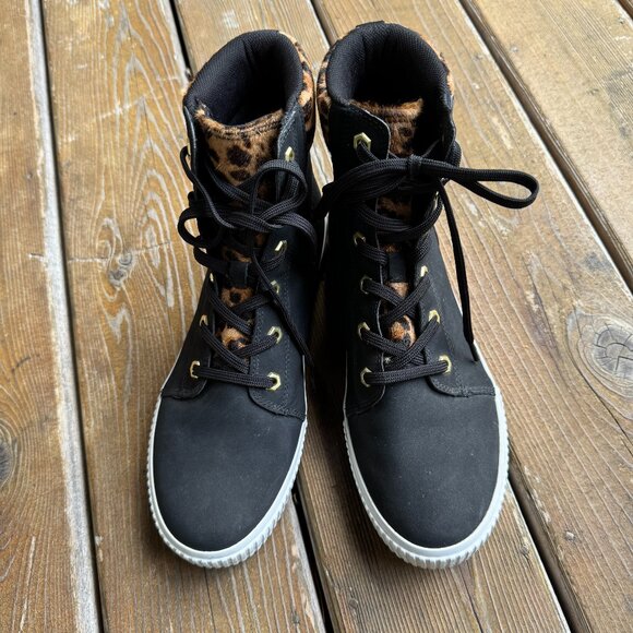 Timberland Shoes - Timberland Skyla Bay 6 Inch Boot Black Leather Cheetah Calfskin Women's Size 10